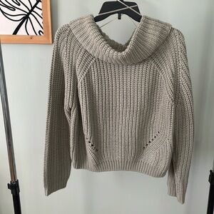 Taupe Chunky Knit Cowl Neck Sweater (M)